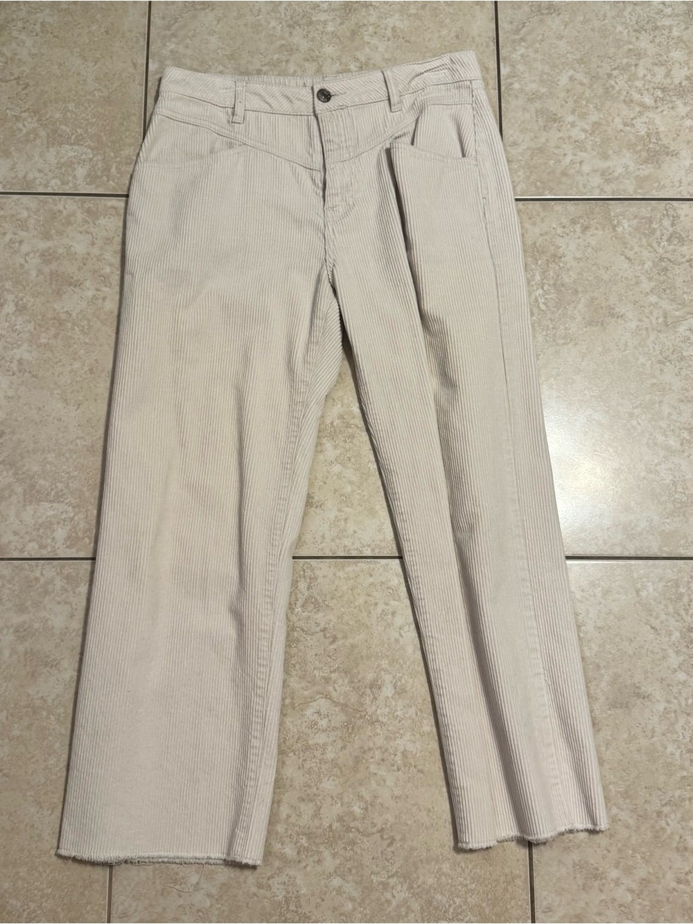 Forever 21 Cream Straight Leg Corduroy Jeans